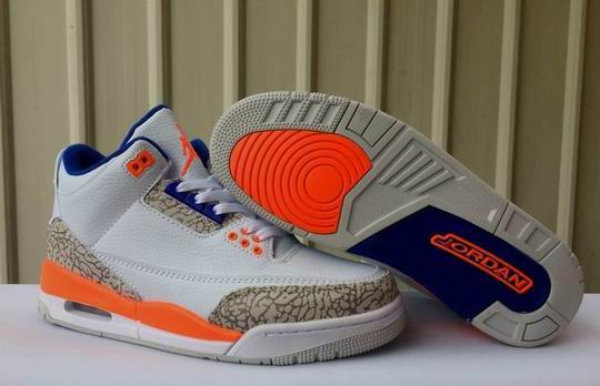 (image for) Air Jordan 3 Retro Knicks 136064-148 Men's Shoes White Royal Orange-03